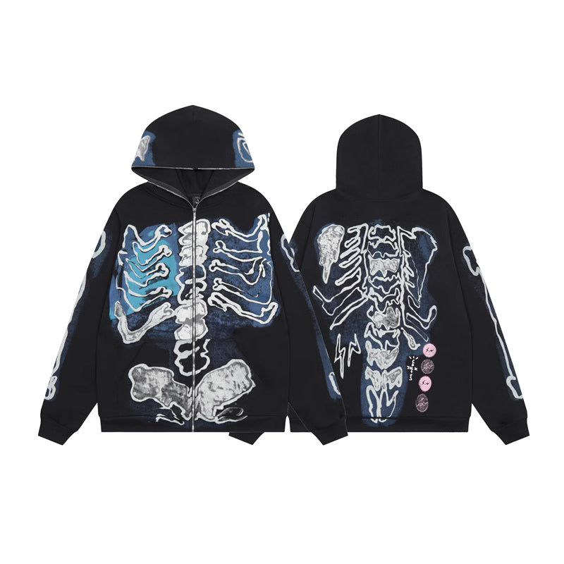 Fragment Skeleton Graffiti Full Zip Hoodie