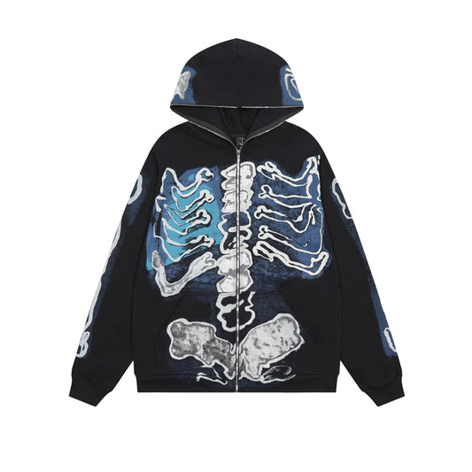 Fragment Skeleton Graffiti Full Zip Hoodie